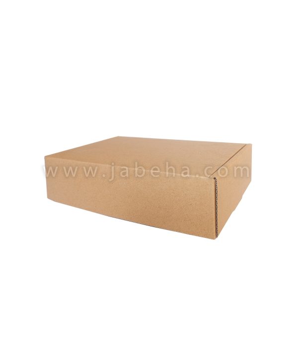 تصویر یک عدد جعبه رنگ کرافت قهوه ای درب باز مدل لپ تاپی جنس مقوا 3 لایه روکش جنس کرافت; سایز جعبه: طول:23 سانتیمتر; عرض: 14.5 سانتیمتر; ارتفاع: 6; سانتیمتر می باشد