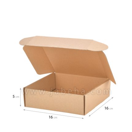 تصویر یک عدد جعبه کیبوردی کرافت درب باز مدل لپ تاپی جنس مقوا 3 لایه روکش جنس کرافت; سایز جعبه: طول:16 سانتیمتر; عرض: 16 سانتیمتر; ارتفاع:5; سانتیمتر می باشد.