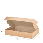 تصویر یک عدد جعبه کیبوردی کرافت درب باز مدل لپ تاپی جنس مقوا 3 لایه روکش جنس کرافت; سایز جعبه: طول:26 سانتیمتر; عرض: 17 سانتیمتر; ارتفاع:5; سانتیمتر می باشد