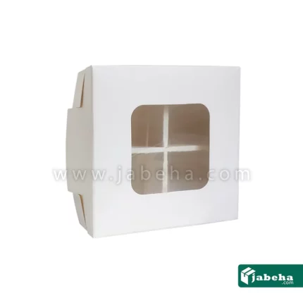 تصویر یک عدد جعبه شیرینی 4تایی سفید طول 10 عرض 10 ارتفاع 4 فروش توسط فروشگاه اینترنتی جعبه ها