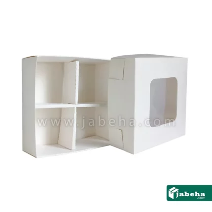 تصویر یک عدد جعبه شیرینی 4تایی سفید طول 10 عرض 10 ارتفاع 4 فروش توسط فروشگاه اینترنتی جعبه ها